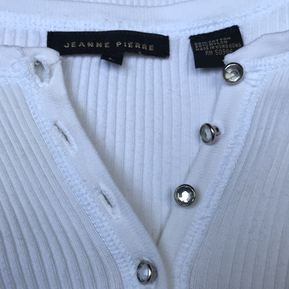 JEANNE PIERRE , size L , 80% COTTON white top